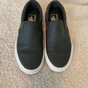 vans leather slip ons